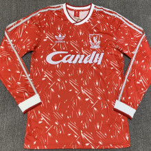 1989/91 LFC Home Red Long Sleeve Retro Soccer Jersey