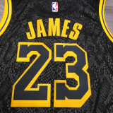 LA Lakers James #23 Black Snake NBA Jerseys Hot Pressed