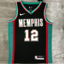 Grizzlies Morant #12 Black NBA Jerseys Hot Pressed