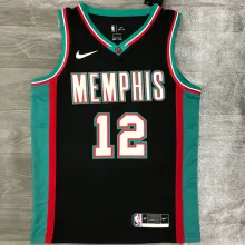 Grizzlies Morant #12 Black NBA Jerseys Hot Pressed