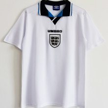 1996 England Home White Retro Soccer Jersey