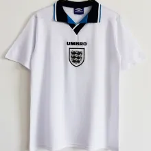 1996 England Home White Retro Soccer Jersey