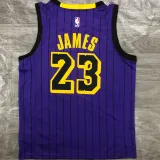 2018 LA Lakers JAMES # 23 Purple Stripe Limited Edition NBA Jerseys Hot Pressed