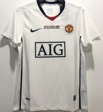 2008/09 M Utd Away White Retro UCL Version Soccer Jersey（胸前有绣欧冠决赛小字）