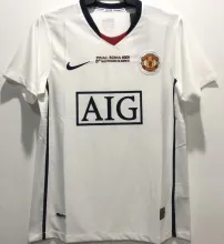 2008/09 M Utd Away White Retro UCL Version Soccer Jersey（胸前有绣欧冠决赛小字）