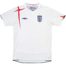 2006 England Home White Retro Soccer Jersey