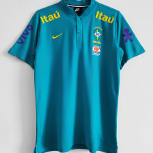2021/22 Brazil Light Blue POLO Soccer Jersey有钮