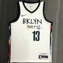 2021 Nets HARDEN #13 City Edition White NBA Jerseys Hot Pressed