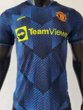 2021/22 M Utd Third Blue Player Version Soccer Jersey