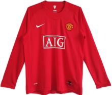 2007-08 M Utd Home Red Long Sleeve Retro Jersey League Version联赛版