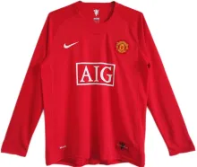2007-08 M Utd Home Red Long Sleeve Retro Jersey League Version联赛版