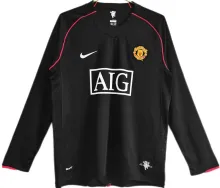 2007-08 M Utd Away Black Long Sleeve Retro Soccer Jersey