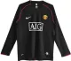 2007-08 M Utd Away Black Long Sleeve Retro Soccer Jersey