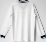 1996 England Home White Retro Long Sleeve Soccer Jersey