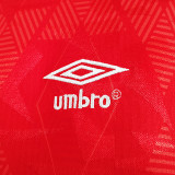 1990 England Away Red Retro Soccer Jersey