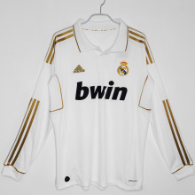 2011/12 RM Home White Retro Long Sleeve Fans Soccer Jersey