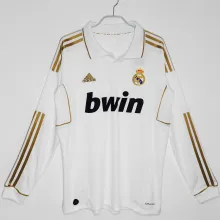 2011/12 RM Home White Retro Long Sleeve Fans Soccer Jersey