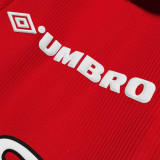 1998/99 M Utd Home Red Long Sleeve Retro Soccer Jersey