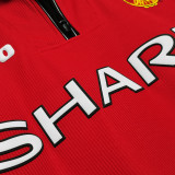 1998/99 M Utd Home Red Long Sleeve Retro Soccer Jersey