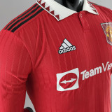 2022/23 M Utd Home Red Player Version Long Sleeve Jersey