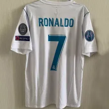 RONALDO # 7 RM Home UCL FINAL KYIV 2018 Retro Fans Jersey 2017/18 (Have All Patch 全臂章有胸前字) ★★