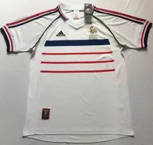 1998 France Away White Retro Soccer Jersey