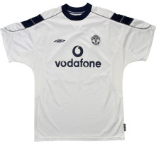 2000 M Utd Away White Retro Fans Soccer Jersey