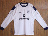 2000/2001 M Utd Away White Long Sleeve Retro Soccer Jersey（Vodafone）