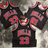 1997/98 Bulls RODMAN #91 Black Retro NBA Jerseys 热压