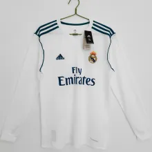 2017/18 RM Home White Retro Long Sleeve Soccer Jersey