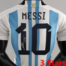 MESSI #10 Signature Version Argentina Home Player Version Jersey (3 Stars 3星 1字签名版) ★★