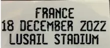 FRANCE18 DECEMBER 2022 LUSAIL STADIUM  World Cup Chest Final Small Print 阿根廷用胸前决赛小字 (You can buy it alone OR tell us which jersey to print it on. )