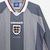 1996 England Away Grey Retro Long Sleeve  Jersey