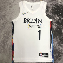 2023 Nets BRIDGES #1 White NBA Jerseys