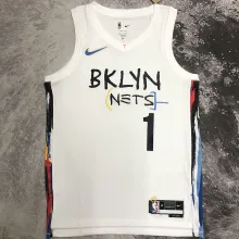2023 Nets BRIDGES #1 White NBA Jerseys