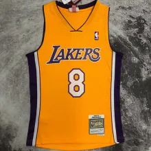 1999/00 Lakers BRYANT #8 Yellow Retro NBA Jerseys 热压