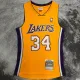 1999/00 Lakers ONEAL #34 Yellow Retro NBA Jerseys 热压
