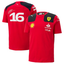 2023 Ferrari F1 Charles Leclerc #16 Red Team T-Shirt 圆领