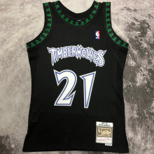 1997/98 Timberwolves GARNETT #21 Black Retro  NBA Jerseys 热压