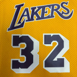 1984/85 Lakers JOHNSON #32 Retro Yellow NBA Jerseys热压
