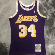 1996/97 Lakers O'NEAL #34 Retro Purple NBA Jerseys热压