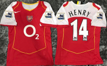 HENRY #14 ARS Home Retro Jersey 2004/05 (Have Patch 带2003-2004 金双臂章 FA Premier League Font 英超字体 ) ★★