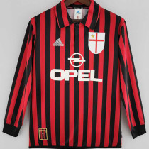 1999/2000 AC Milan Home Long Sleeve Retro Soccer Jersey