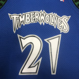 2003/04 Timberwolves GARNETT #21 Retro Blue NBA Jerseys热压