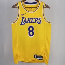 2023/24 Lakers BRYANT #8 Yellow NBA Jerseys 热压