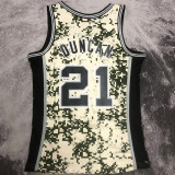 2013/14 Spurs DUNCAN #21 Camo Retro NBA Jerseys 热压