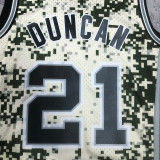 2013/14 Spurs DUNCAN #21 Camo Retro NBA Jerseys 热压