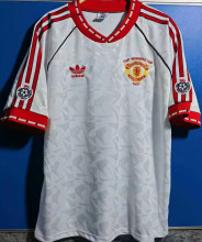 1991 M Utd Winners Cup fianl White Retro Soccer Jersey