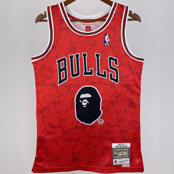 1997/98 Bulls BAPE×M&N #93 Red NBA Jerseys