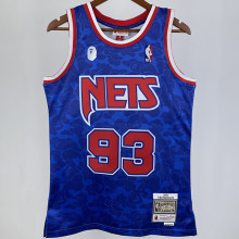 1993 Nets BAPE×M&N #93 Blue NBA Jerseys